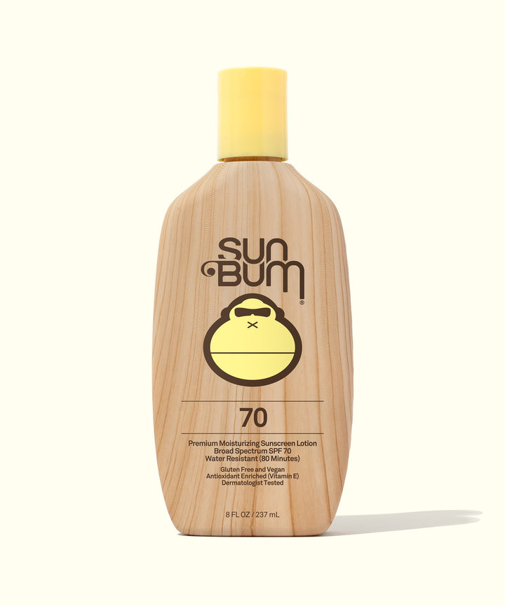 Bottle of Original SPF 70 Sunscreen Lotion by Sun Bum, featuring water-resistant and broad-spectrum protection, Sun Bum.