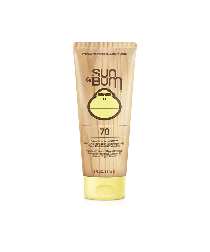 Original SPF 70 Sunscreen Lotion - 3oz bottle with brown and yellow packaging, perfect for everyday moisturizing protection. Sun Bum.
