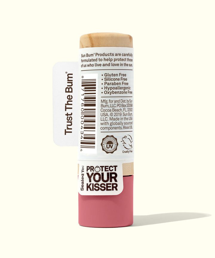 Tinted SPF 15 Lip Balm - Sunset Cove, adds a pop of color while protecting your lips. Features gluten-free, silicone-free, paraben-free, and hypoallergenic ingredients. Sun Bum,