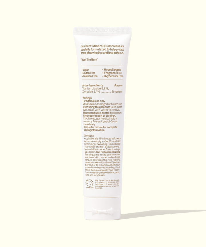 Mineral SPF 30 Tinted Sunscreen Face Lotion, fragrance-free formula that glides on smoothly, acts as a lightweight primer, and leaves a matte finish. Sun Bum.