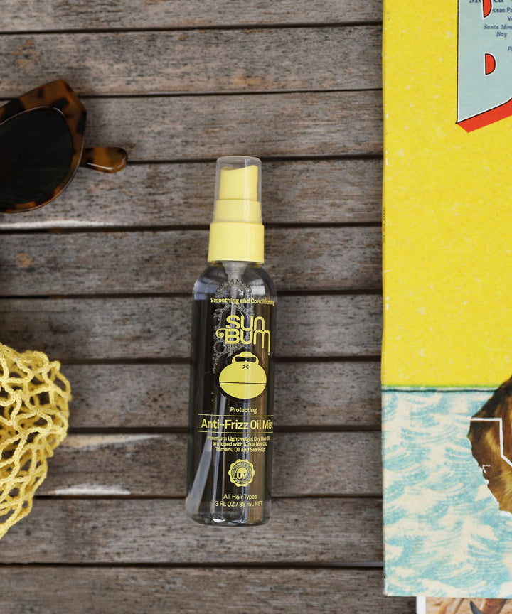 Anti-Frizz Oil Mist by Sun Bum, a super lightweight oil mist with Kukui Nut Oil and Tamanu Oil to fight humidity and frizz.